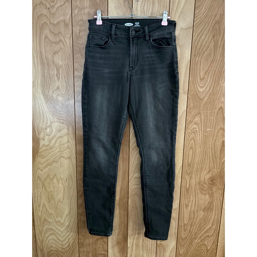 Old Navy‎ Rockstar Super Skinny High Rise Built-In Warm Black Jeans Womens 4